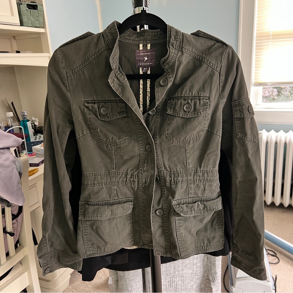 forever 21 green utility jacket